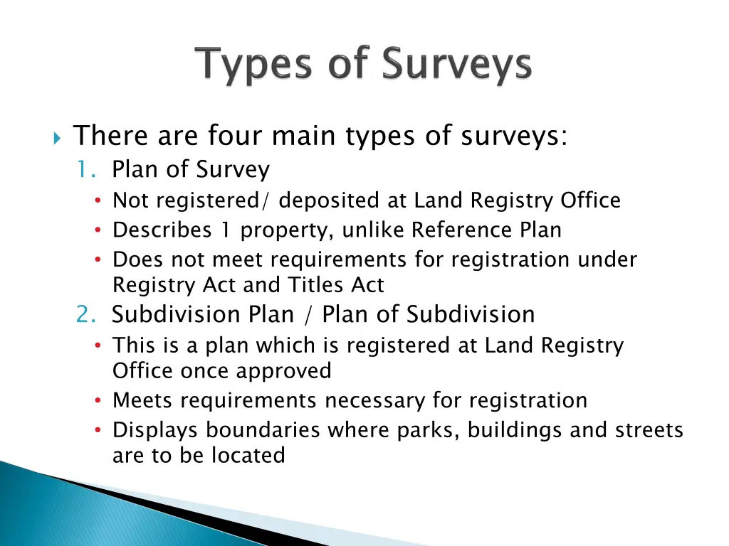 there are four main types of surveys 1 plan