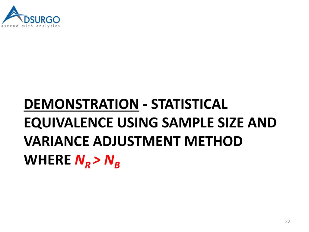 demonstration statistical equivalence using 1