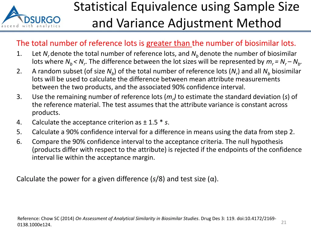 statistical equivalence using sample size 3