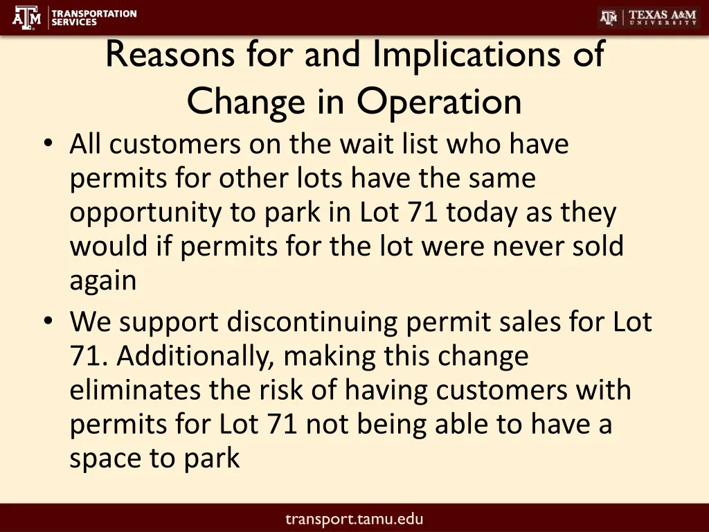 reasons for and implications of change 1