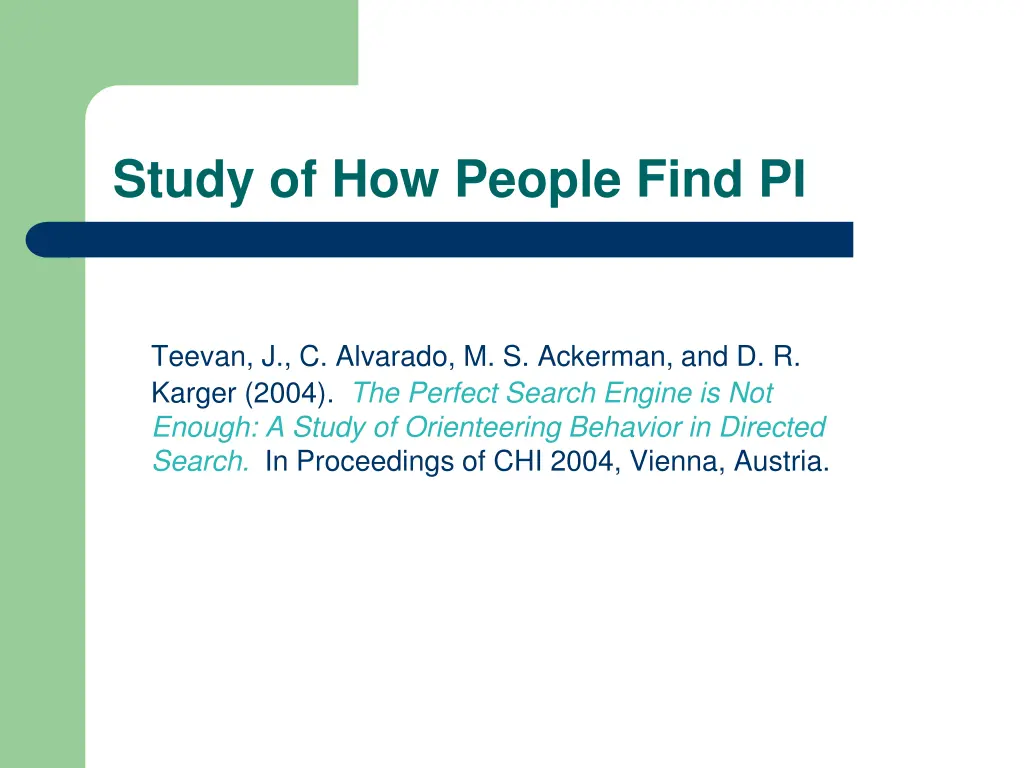 study of how people find pi