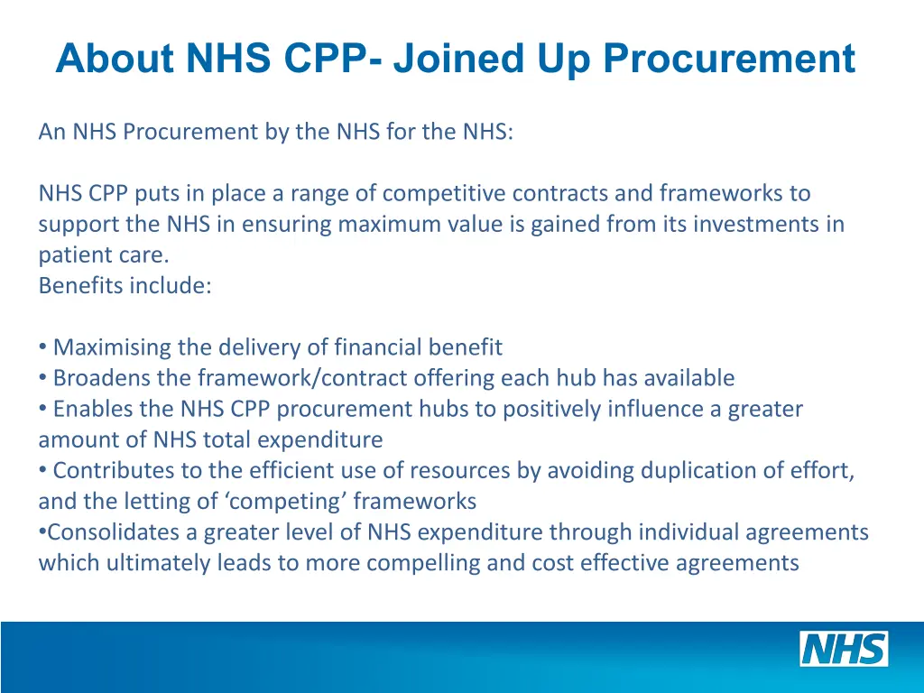 about nhs cpp joined up procurement