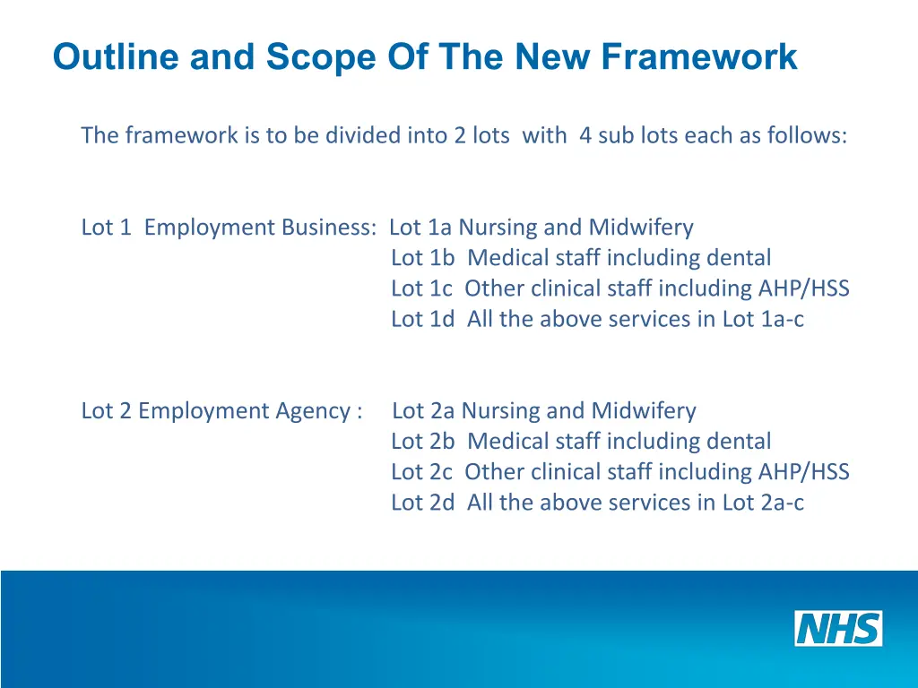 outline and scope of the new framework 1