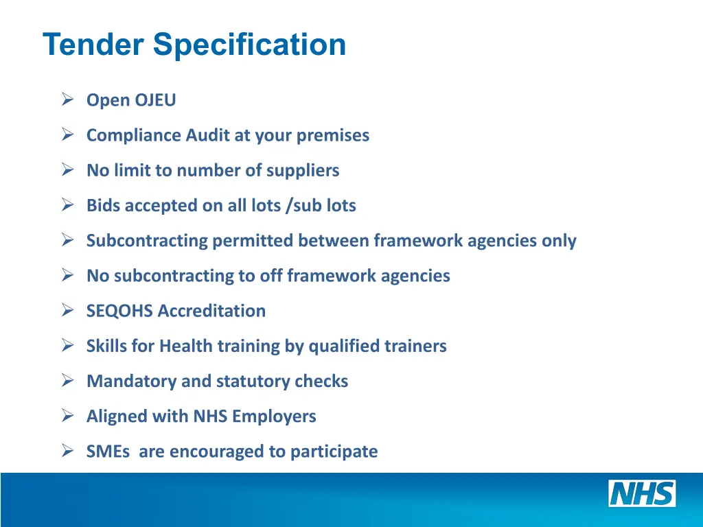 tender specification