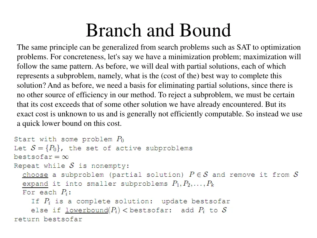 branch and bound the same principle