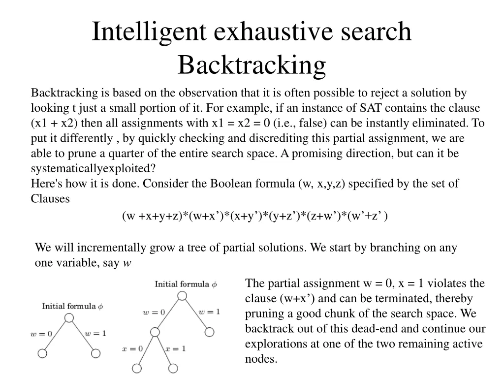 intelligent exhaustive search backtracking