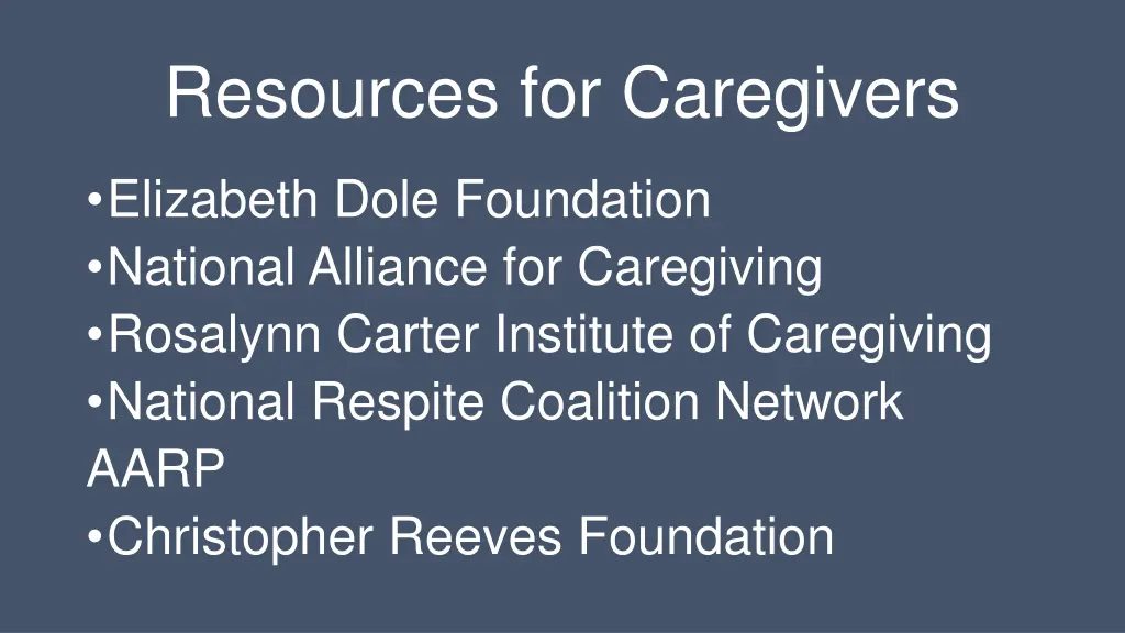 resources for caregivers