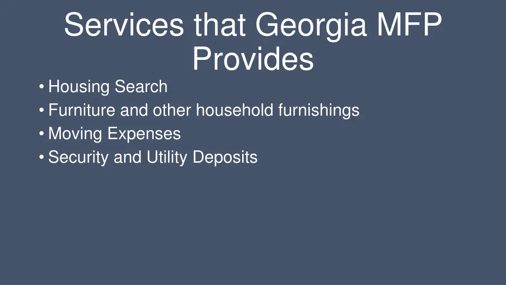 services that georgia mfp provides housing search