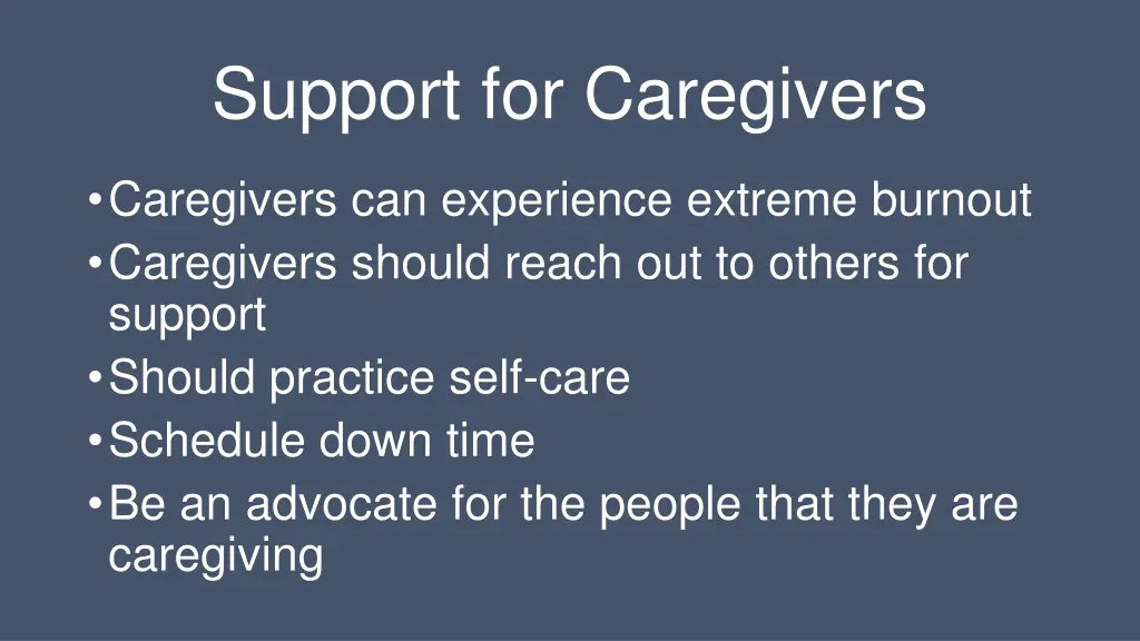 support for caregivers