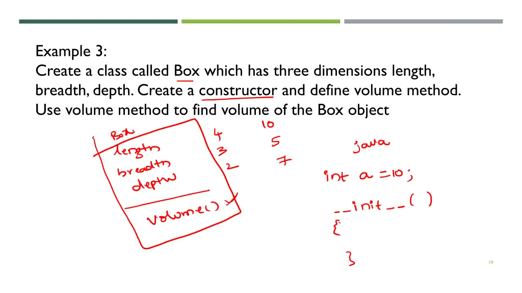 example 3 create a class called box which