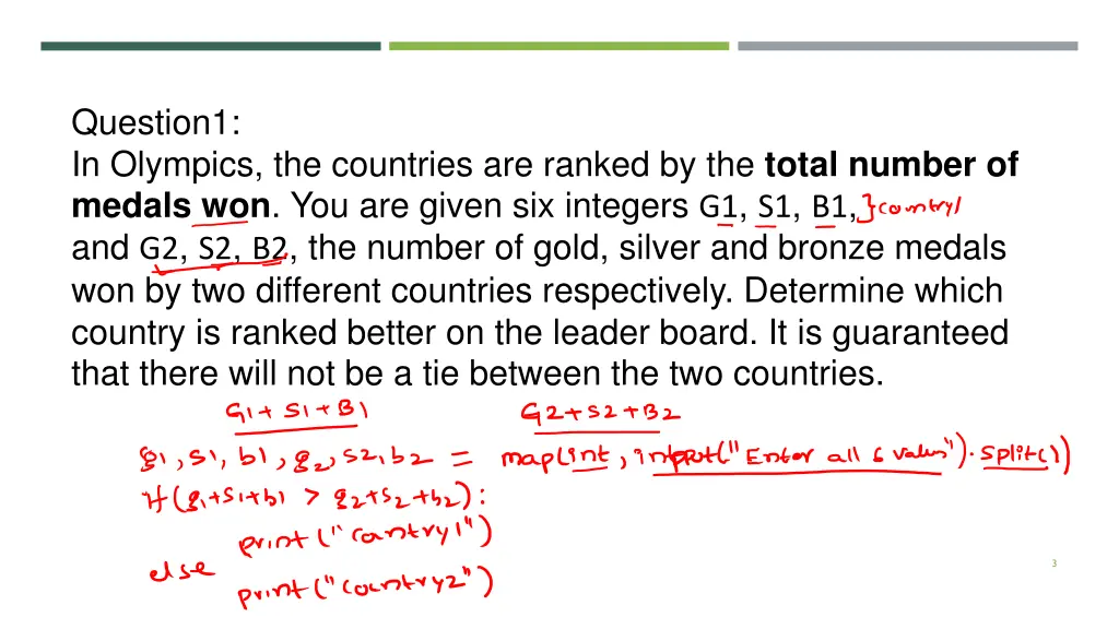 question1 in olympics the countries are ranked