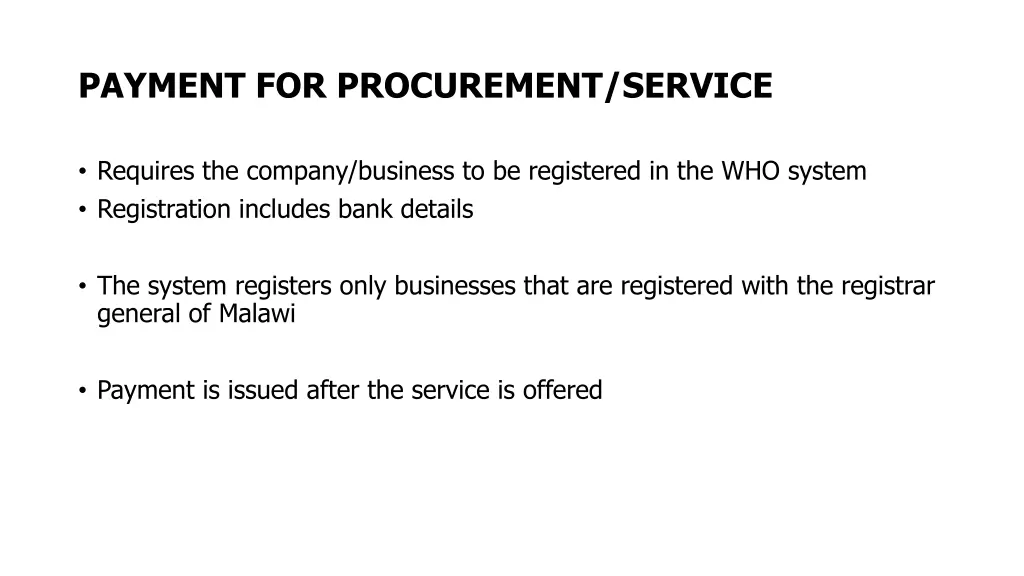 payment for procurement service