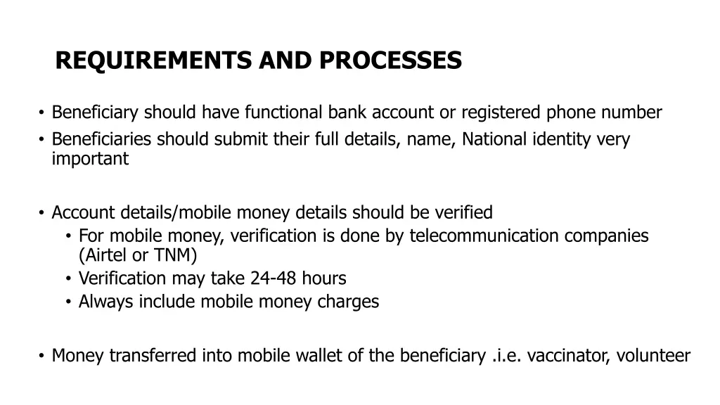 requirements and processes