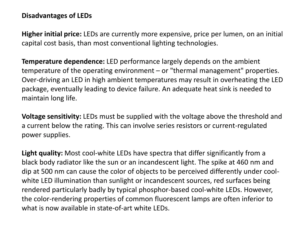 disadvantages of leds