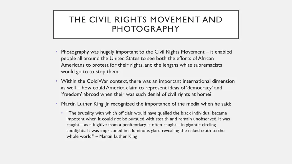 the civil rights movement and photography