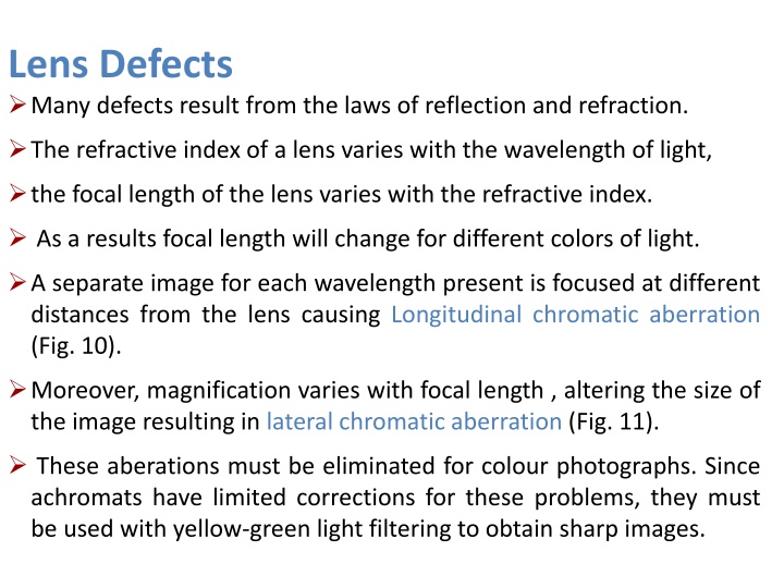 lens defects many defects result from the laws