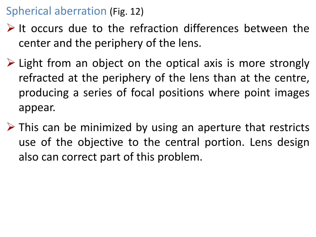 spherical aberration fig 12 it occurs