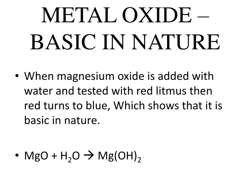 metal oxide basic in nature