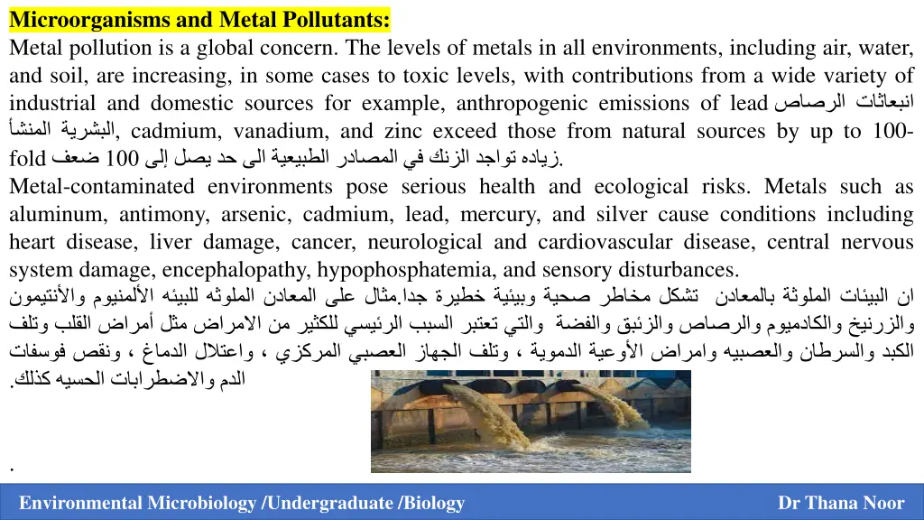 microorganisms and metal pollutants metal