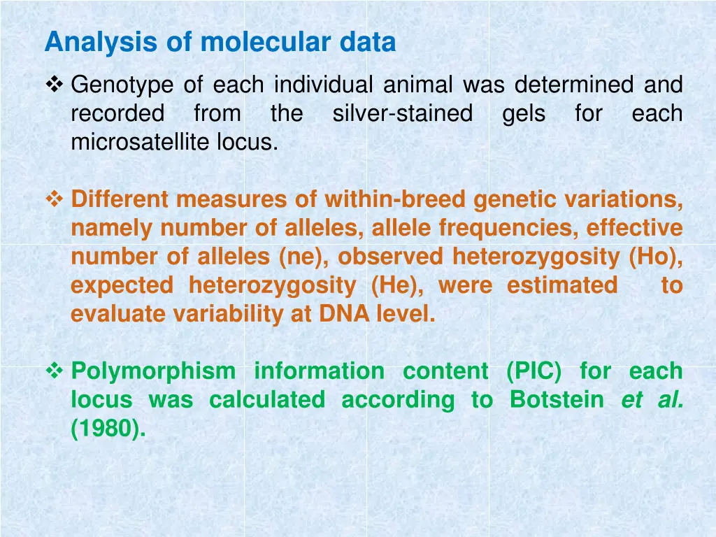 analysis of molecular data