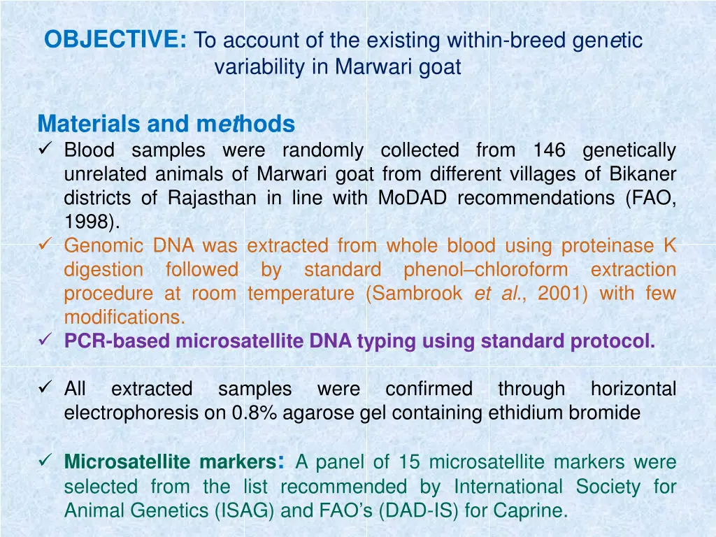 objective to account of the existing within breed