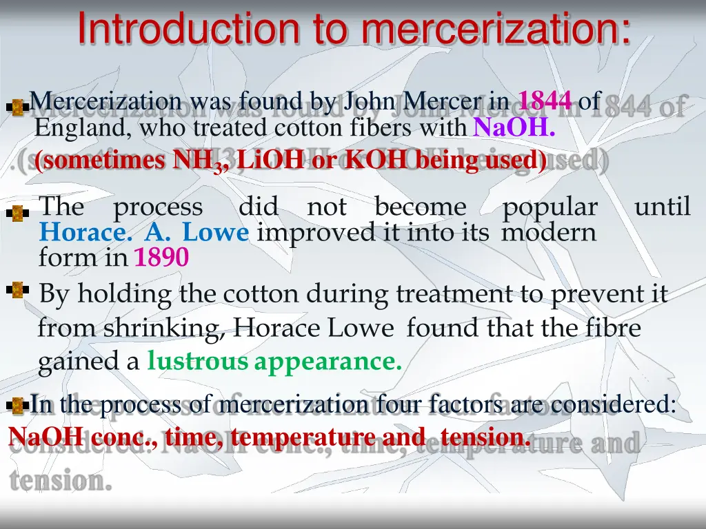 introduction to mercerization