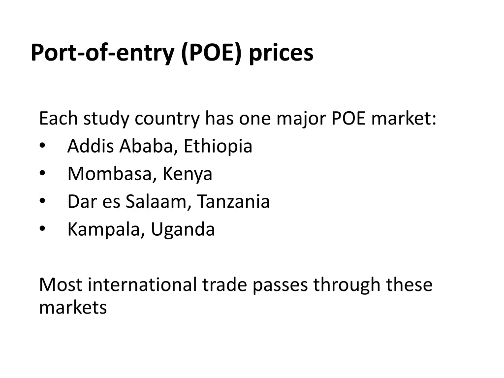 port of entry poe prices