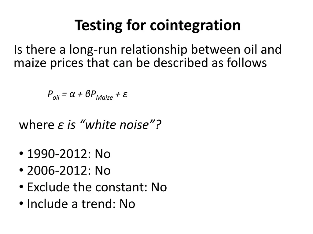 testing for cointegration