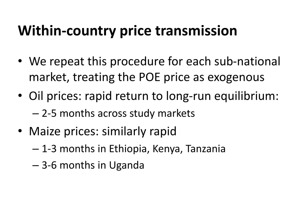 within country price transmission