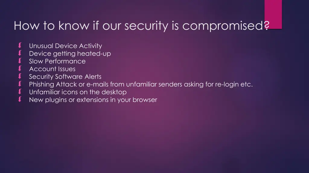 how to know if our security is compromised