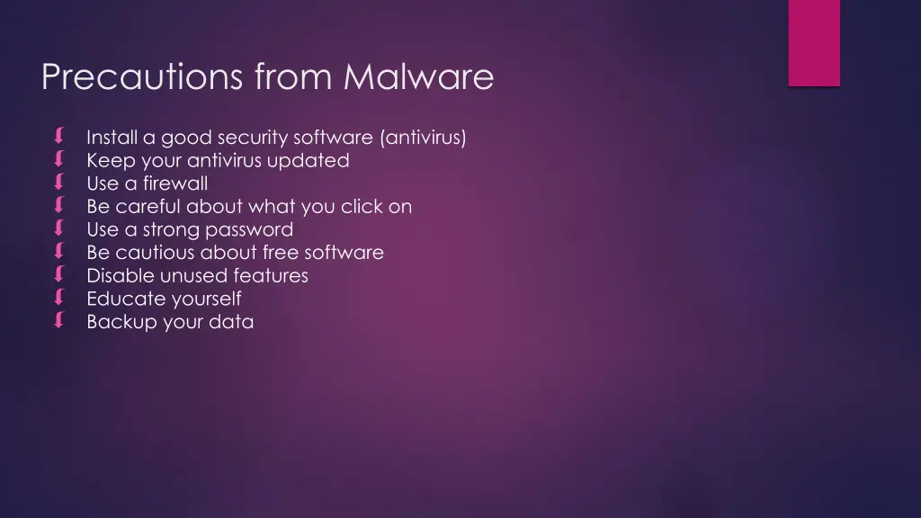 precautions from malware