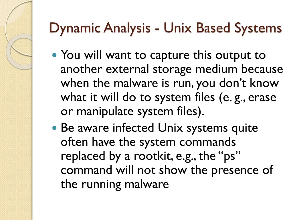 dynamic analysis unix based systems 1