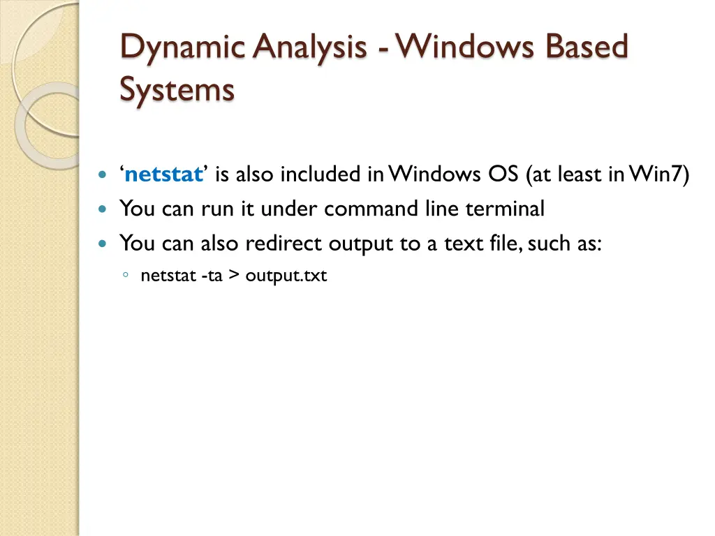 dynamic analysis windows based systems 1