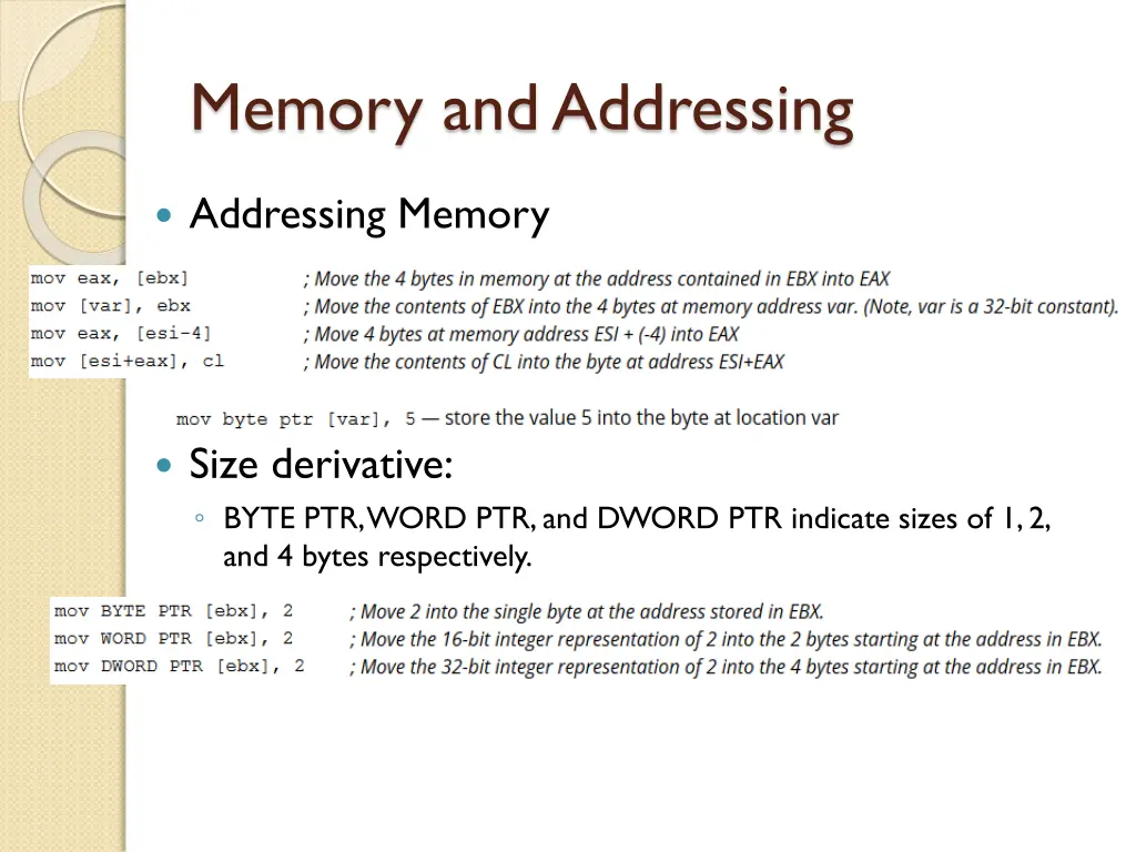 memory and addressing 1