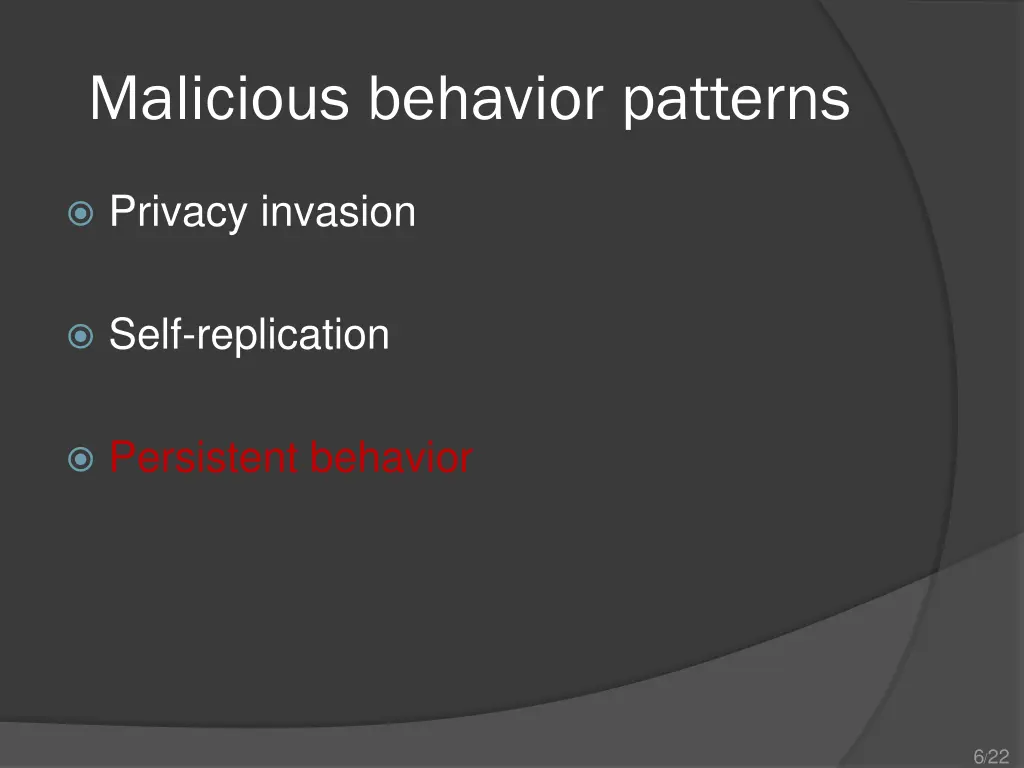 malicious behavior patterns