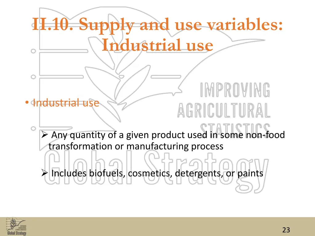 ii 10 supply and use variables industrial use