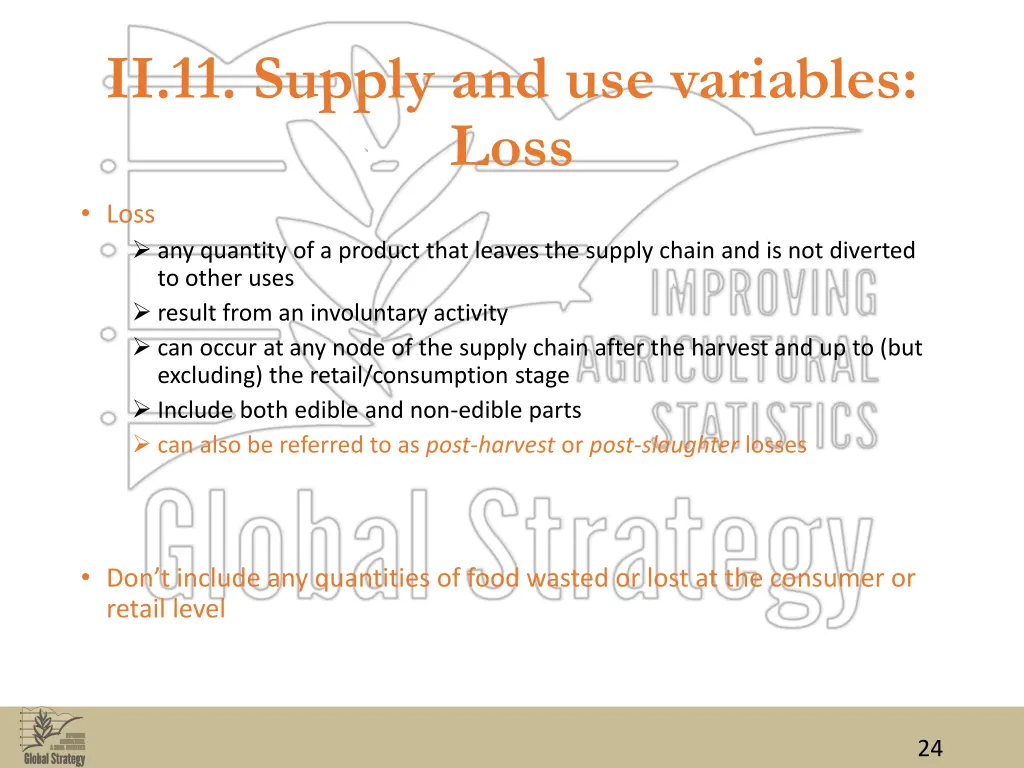 ii 11 supply and use variables loss