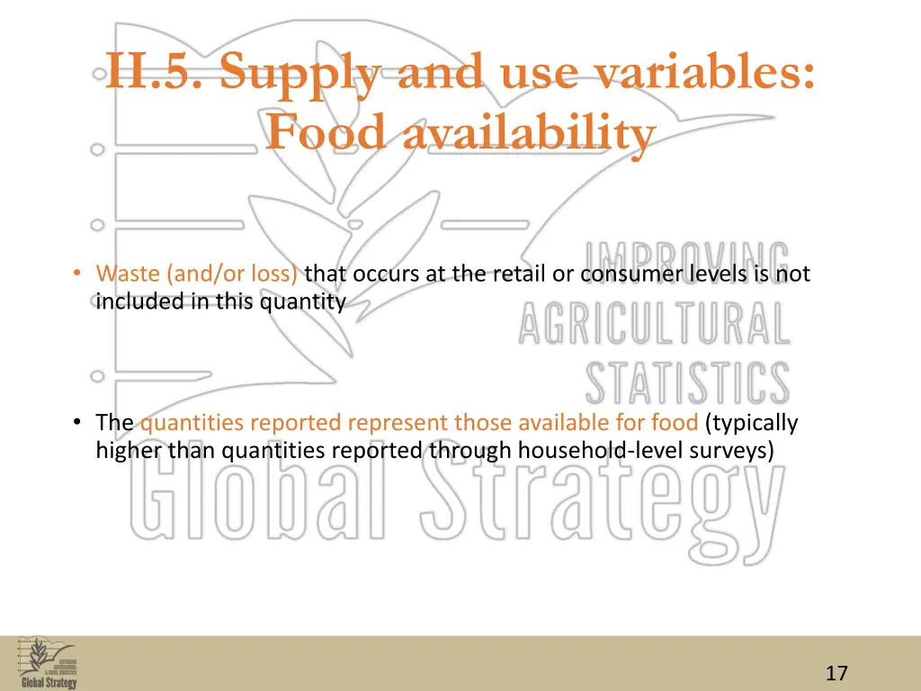 ii 5 supply and use variables food availability 1