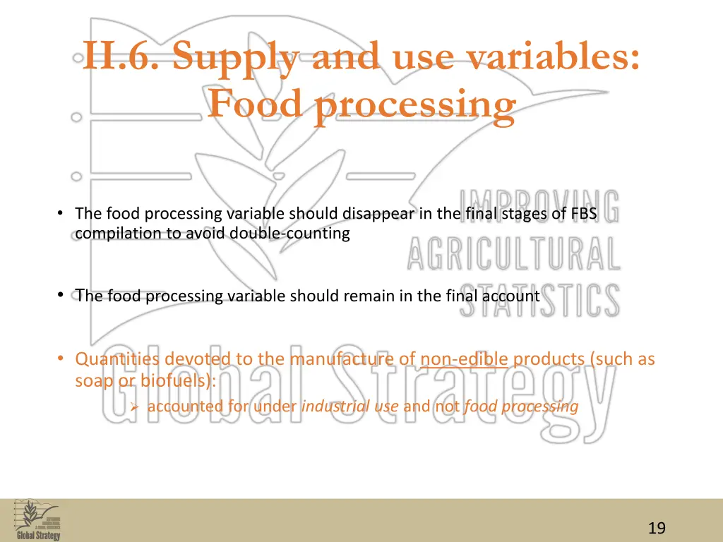 ii 6 supply and use variables food processing 1