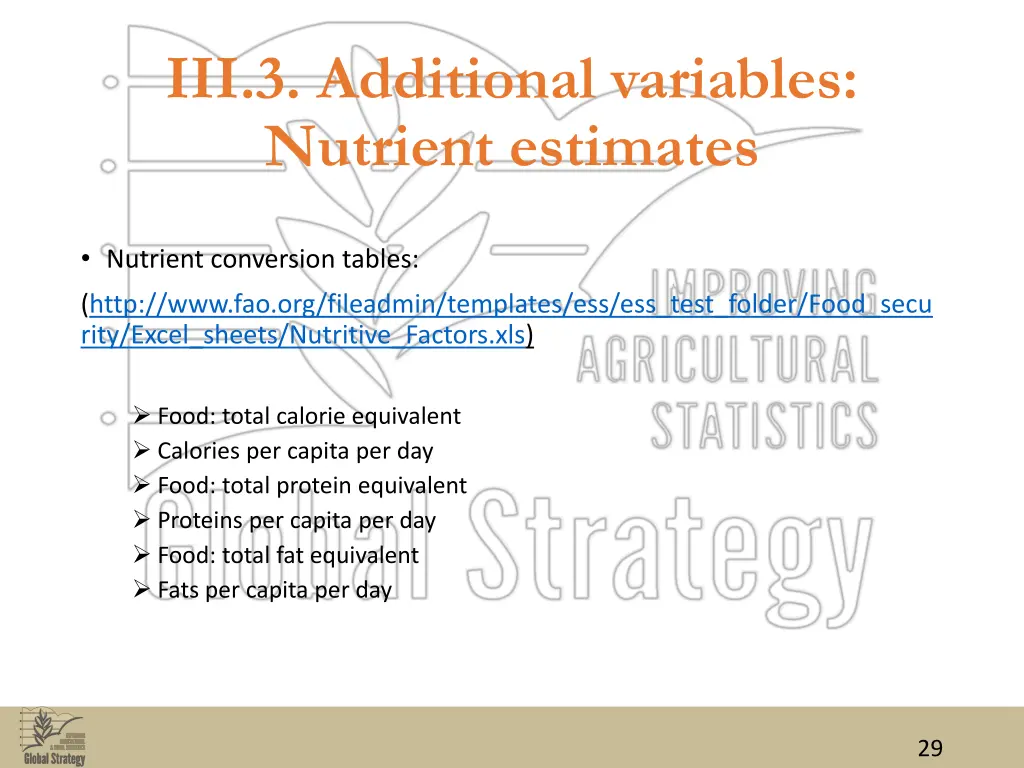 iii 3 additional variables nutrient estimates