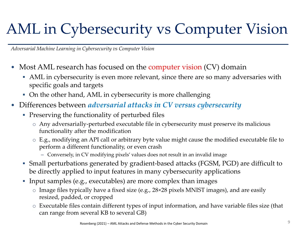 aml in cybersecurity vs computer vision