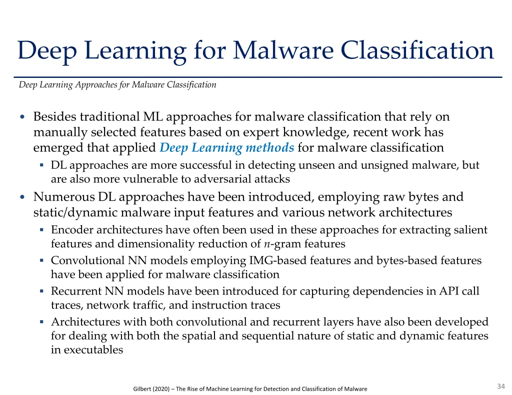 deep learning for malware classification