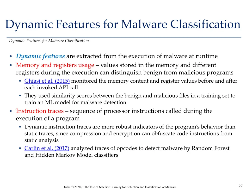 dynamic features for malware classification