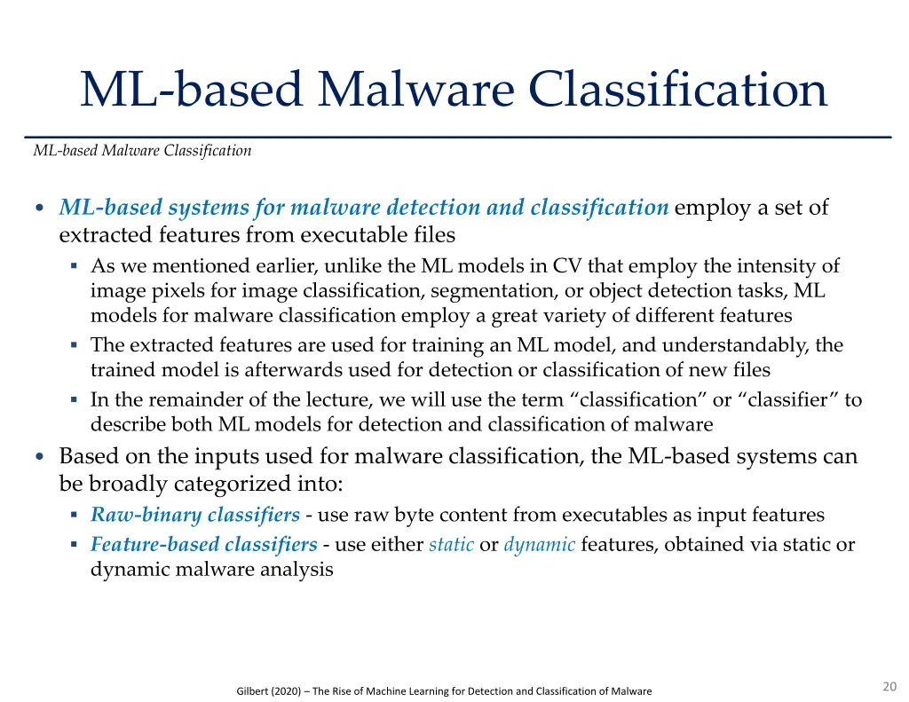 ml based malware classification