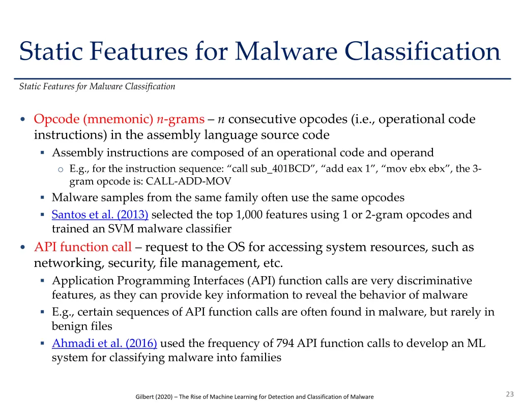 static features for malware classification 1