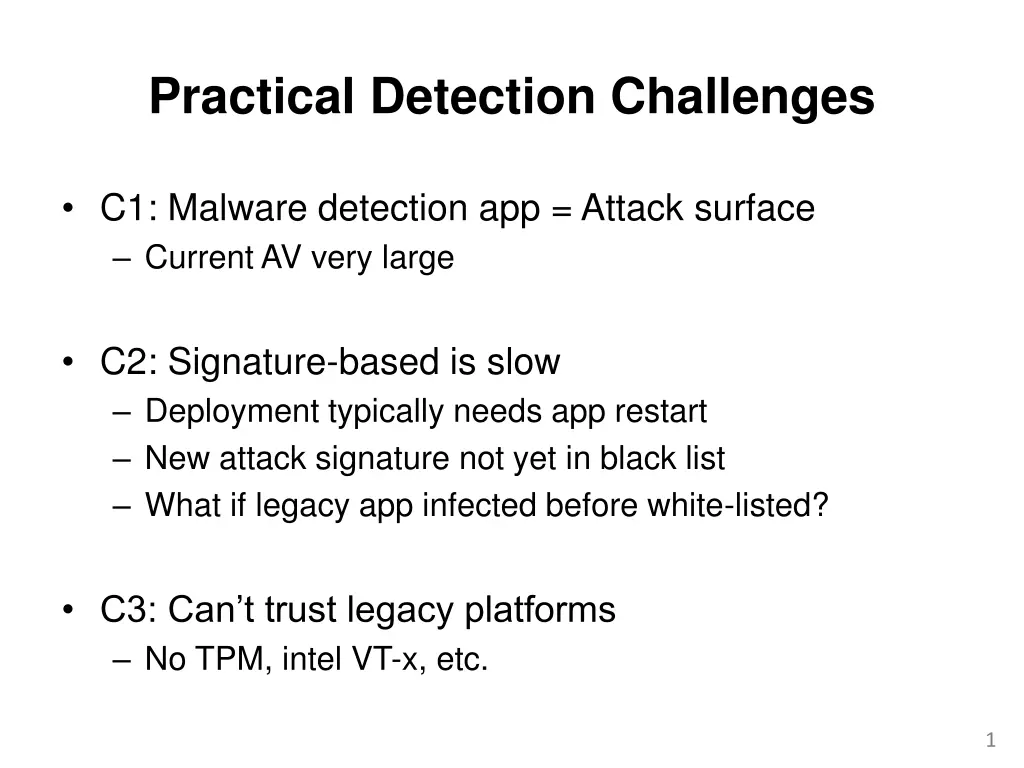 practical detection challenges