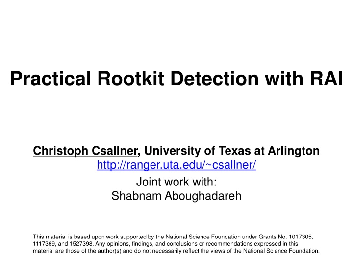 practical rootkit detection with rai