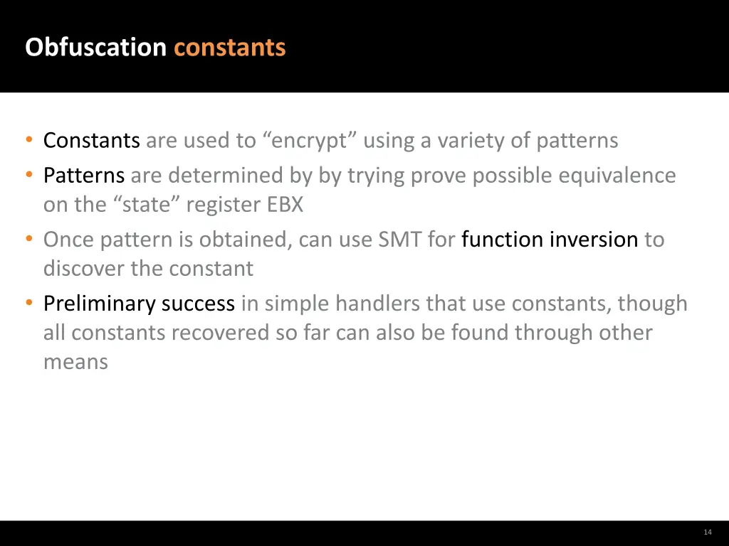 obfuscation constants