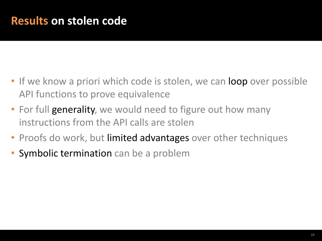 results on stolen code