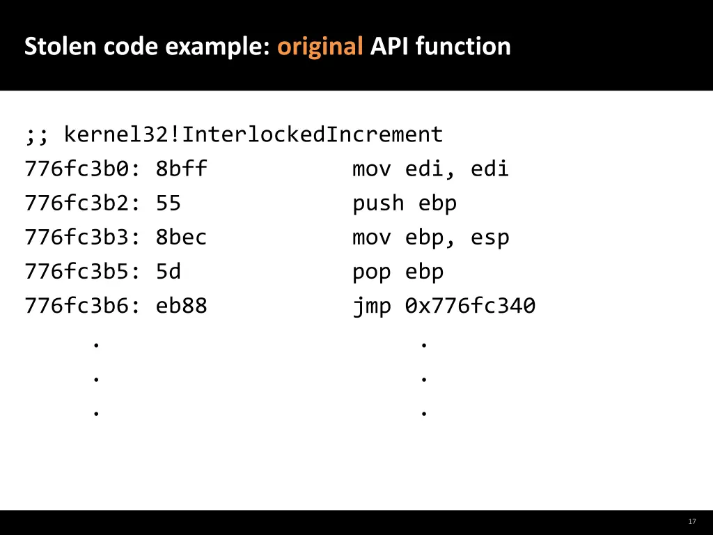 stolen code example original api function